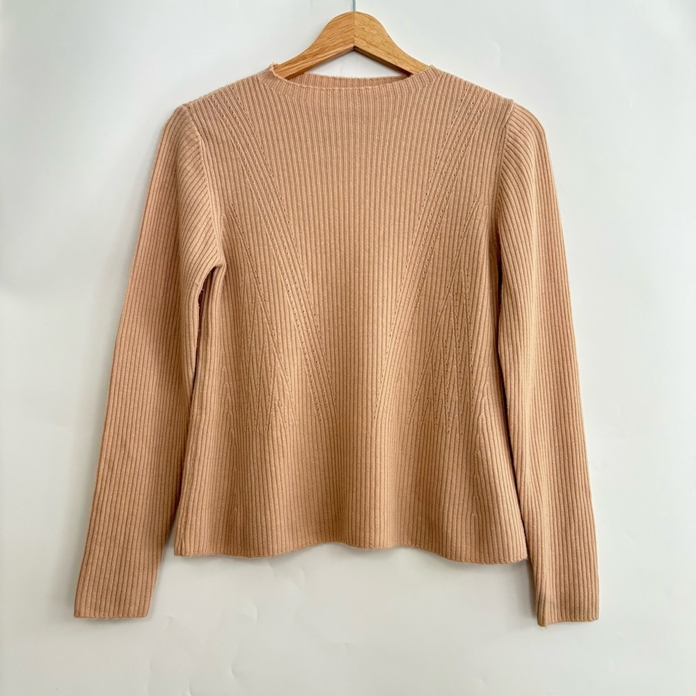 Pietronilla Beige Virgin Wool Ribbed Pullover Sweater